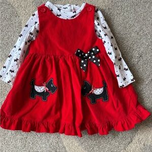 Adorable Red Dress with Scottie Dog Design